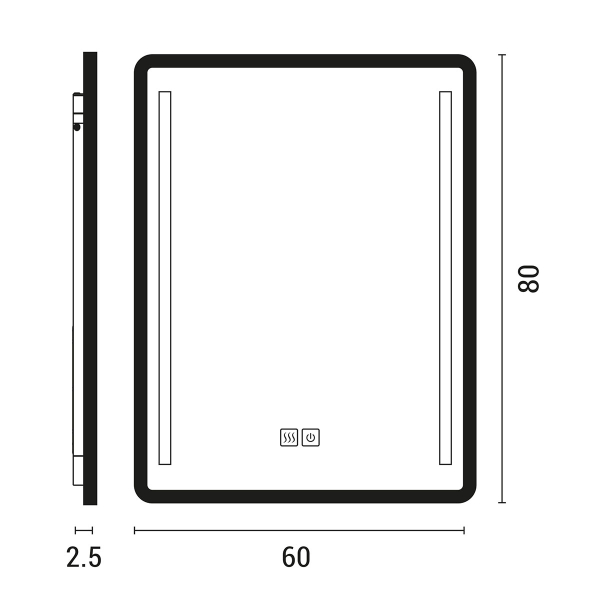 Καθρέφτης Μπάνιου Με Led (60x2.5x80) Eurolamp 144-88004
