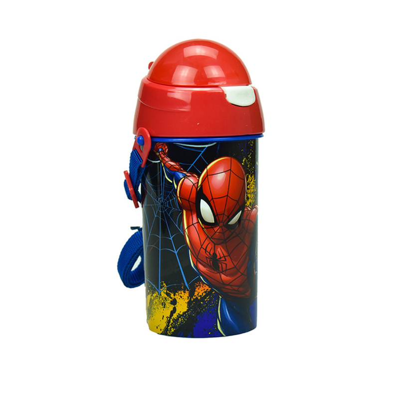 Παγούρι 500ml Με Καλαμάκι Gim FD Spiderman Blue Net