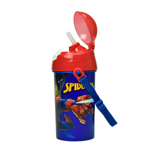 Παγούρι 500ml Με Καλαμάκι Gim FD Spiderman Blue Net