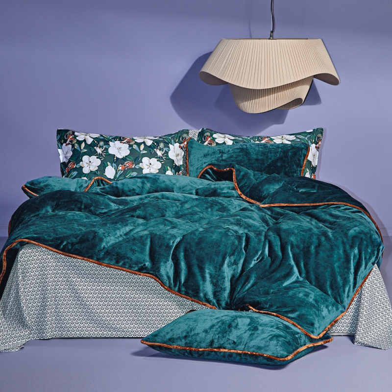 Παπλωματοθήκη Βελουτέ King Size (260x240) Kentia Stylish Ivanna 02 Dark Green