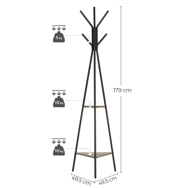 Καλόγερος Ρούχων Με Ράφια (49.5x49.5x179) Vasagle RCR016B02