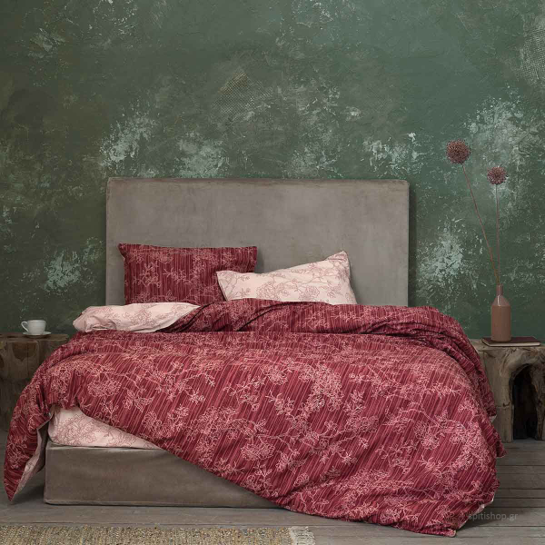 Σεντόνια Μονά (Σετ) Nima Bed Linen Florence Wine Red