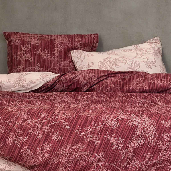 Σεντόνια Μονά (Σετ) Nima Bed Linen Florence Wine Red