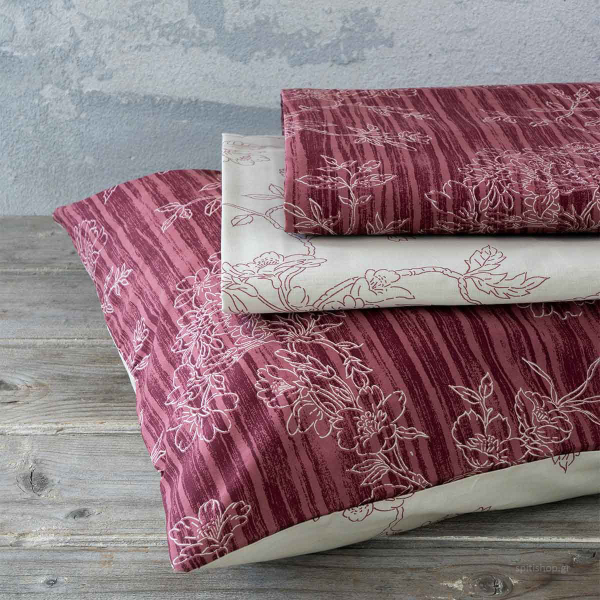 Σεντόνια Μονά (Σετ) Nima Bed Linen Florence Wine Red