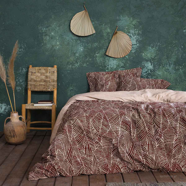 Σεντόνια Μονά (Σετ) Nima Bed Linen Folio Wine Red