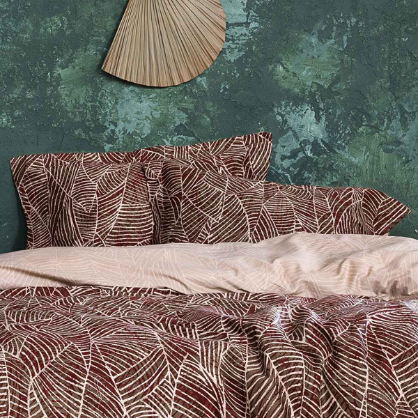 Σεντόνια Μονά (Σετ) Nima Bed Linen Folio Wine Red