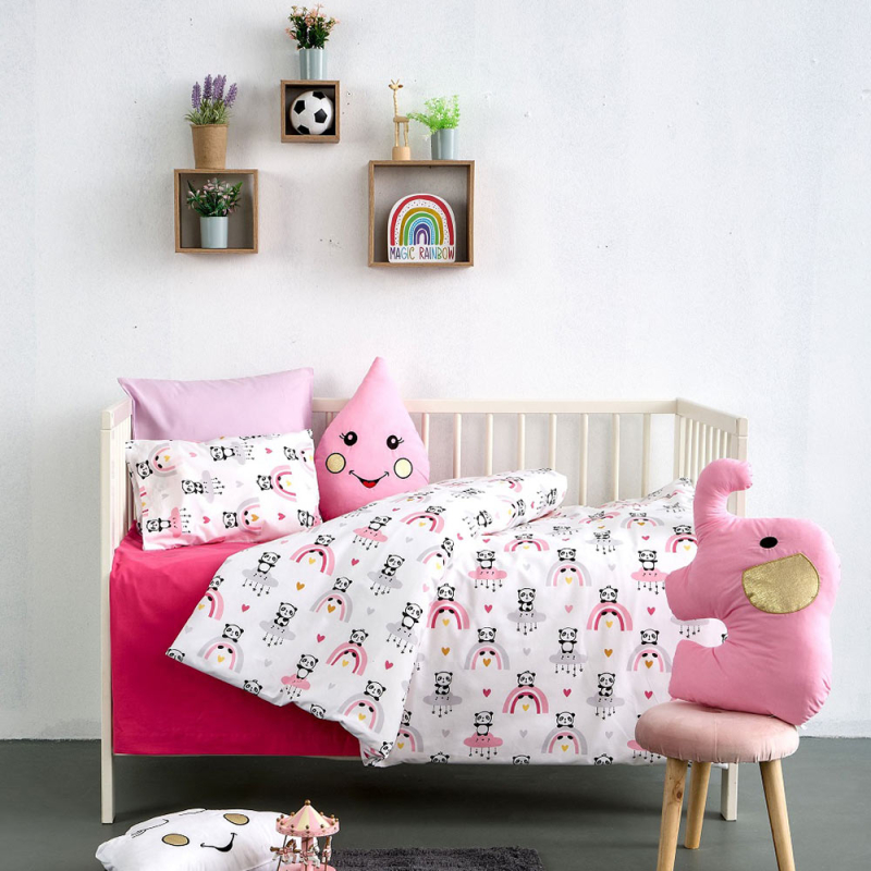 Σεντόνια Λίκνου (Σετ) Sb Home Baby Panda Pink