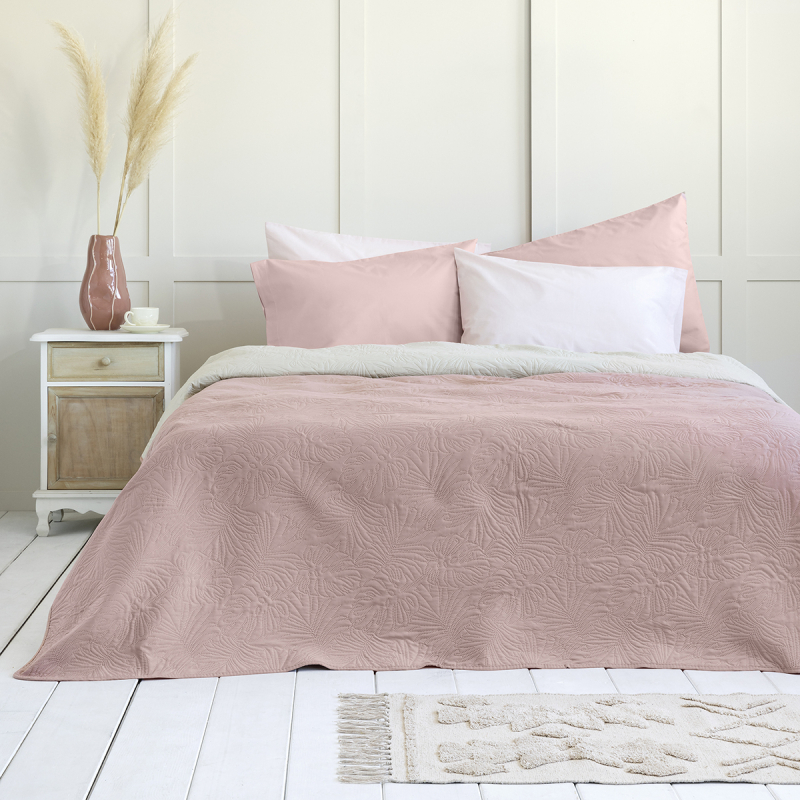 Κουβερλί Μονό (160x240) 2 Όψεων Nima Natara Beige/Rose Pink