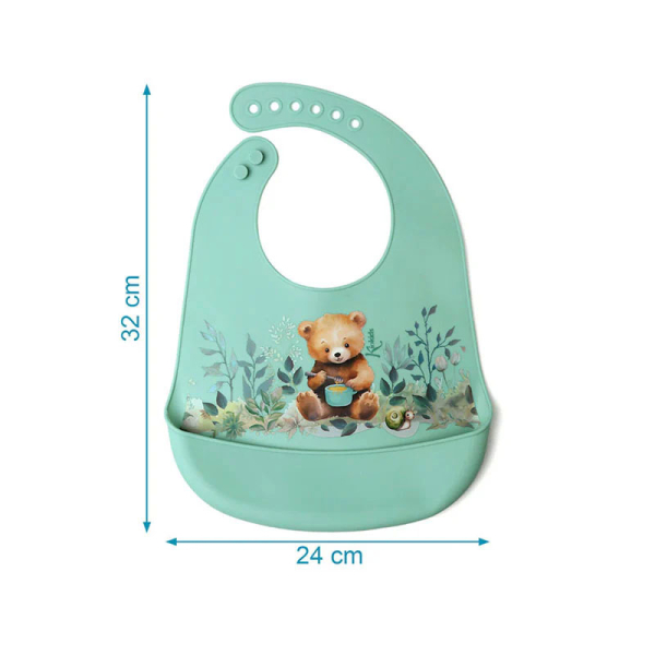 Σαλιάρα Σιλικόνης 4+ Μηνών (24x32) Kiokids Little Bear 3738