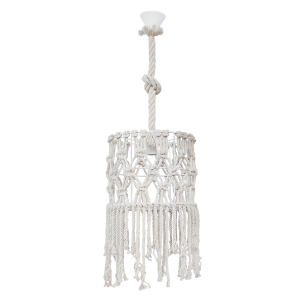 Φωτιστικό Οροφής Μονόφωτο Heronia Macrame 02 Handmade 31-1064 Rope/White