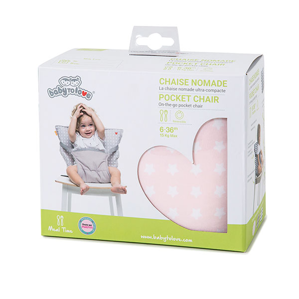 Φορητό Καθισματάκι Φαγητού (6+ Μηνών) Baby To Love Pocket Chair Ροζ Αστέρια BTL302948