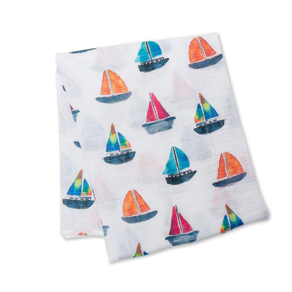 Μουσελίνα/Πάνα Αγκαλιάς (120x120) Lulujo Sailboats LJ428