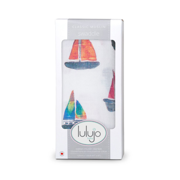 Μουσελίνα/Πάνα Αγκαλιάς (120x120) Lulujo Sailboats LJ428