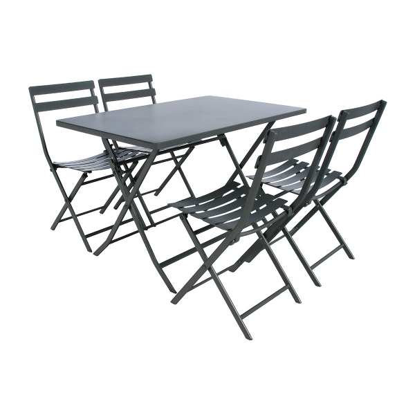 Σετ Κήπου Τραπέζι (110x70x71) + 4 Καρέκλες H-S Greensboro Graphite