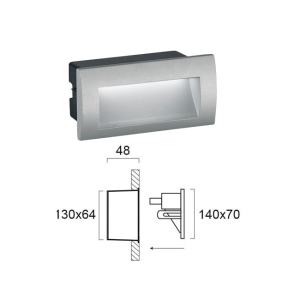 Απλίκα Led Εξωτερικού Χώρου Χωνευτή Viokef Riva Grey 4124900