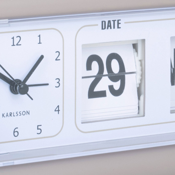 Ρολόι Επιτραπέζιο (19x11.5x6.4) Ξυπνητήρι & Ημερολόγιο Karlsson Data Flip D.Grey