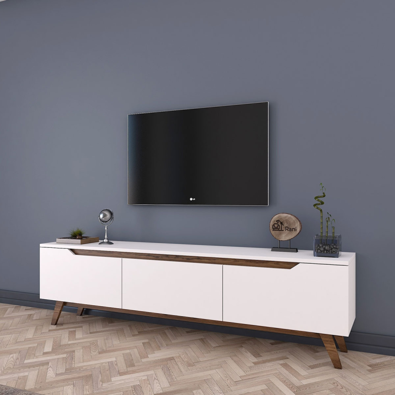 Έπιπλο Τηλεόρασης (180x35x48.6) A-G 893RAN3105 White/Walnut