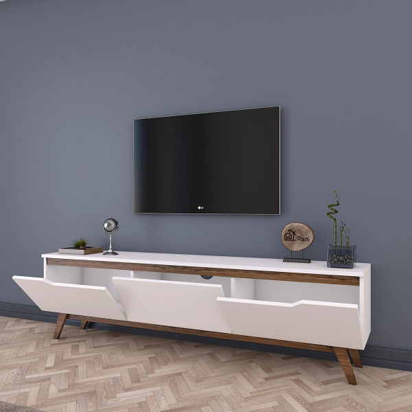 Έπιπλο Τηλεόρασης (180x35x48.6) A-G 893RAN3105 White/Walnut