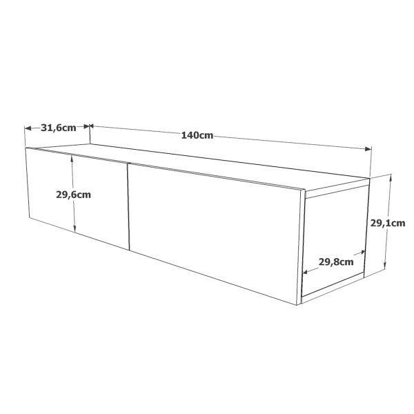 Έπιπλο Τηλεόρασης Επιτοίχιο (140x31.6x29) A-G 956LCS1673 Pine