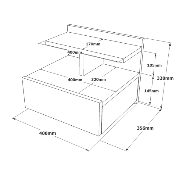 Κομοδίνο Επιτοίχιο Με Συρτάρι & Ράφι (40x35.6x32) A-G 921YRD1156 Oak