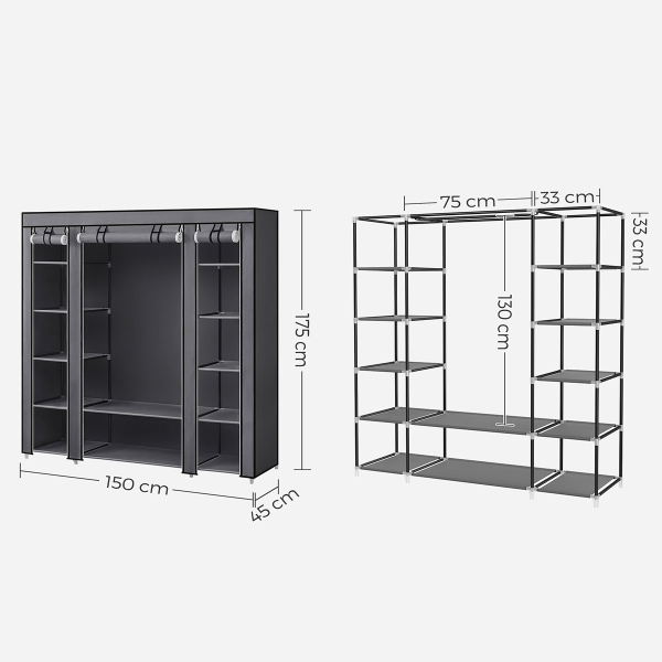 Ντουλάπα Ρούχων Υφασμάτινη (150x45x175) Songmics LSF03G