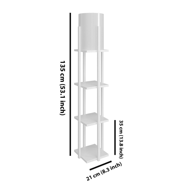 Φωτιστικό Δαπέδου Με Ραφιέρα A-G Nora 390FLH1147 White/Natural