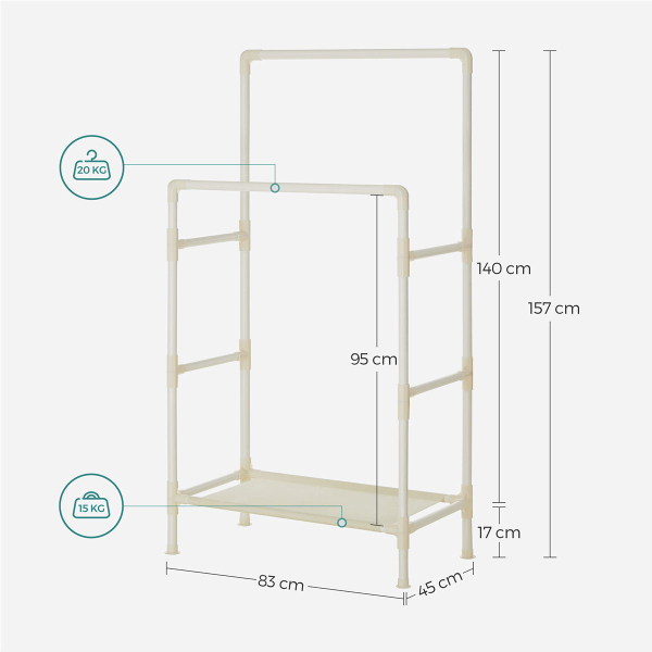 Κρεμάστρα Ρούχων Δαπέδου Διπλή (88x44x154) Songmics RDR01WT