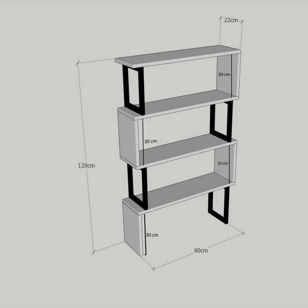 Βιβλιοθήκη Δαπέδου 3 Θέσεων (80x22x128) A-G Ceylan 854KLN3603 Walnut