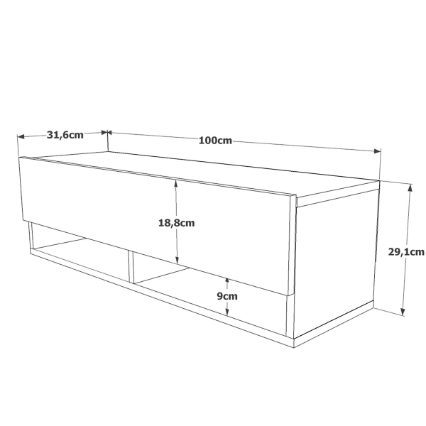 Έπιπλο Τηλεόρασης Επιτοίχιο (100x31.6x29) A-G 956LCS1619 Pine White