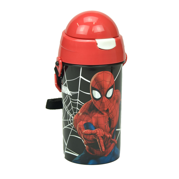 Παγούρι 500ml Με Καλαμάκι Gim FD Spiderman Black City