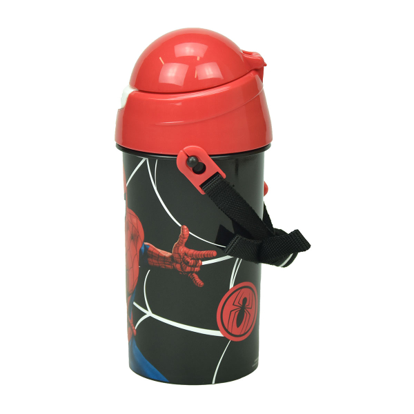 Παγούρι 500ml Με Καλαμάκι Gim FD Spiderman Black City