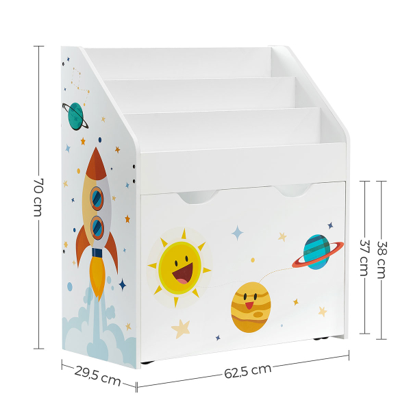 Παιδική Βιβλιοθήκη Με Συρτάρι (62.5x29.5x70) Songmics GKR41WT