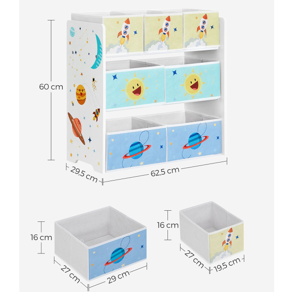 Παιδικό Έπιπλο Αποθήκευσης Με 7 Κουτιά (62.5x29.5x60) Songmics GKR034W01