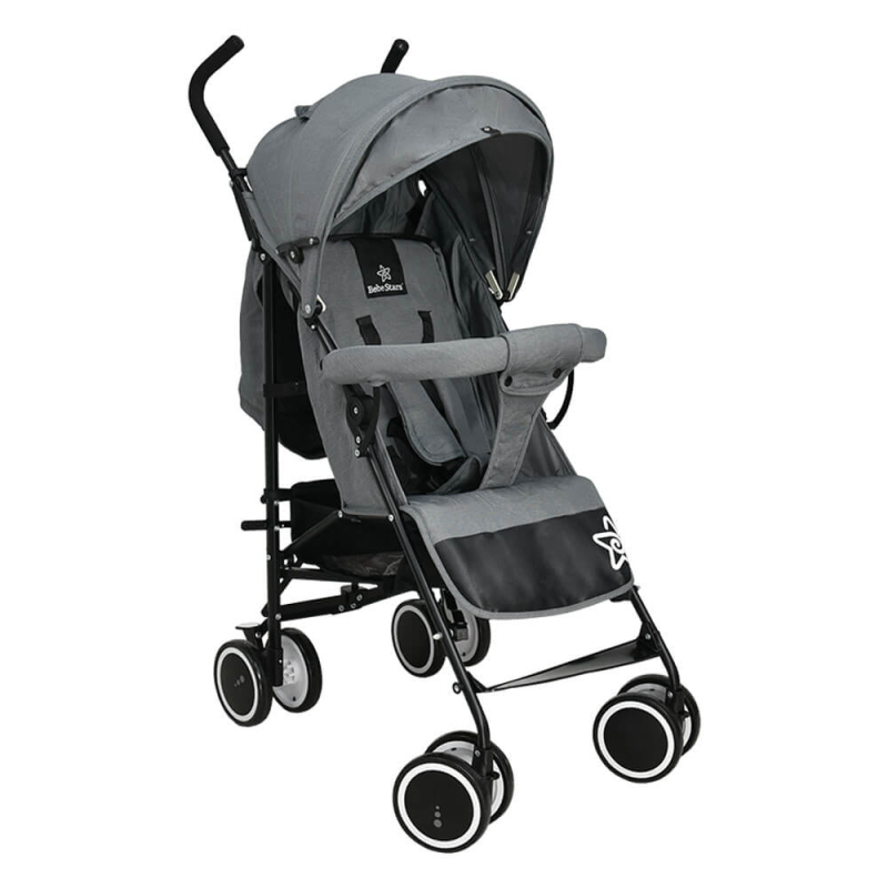 Καρότσι Μπαστούνι (6-36 Μηνών) Bebe Stars Buggy Ανοιχτό Γκρι