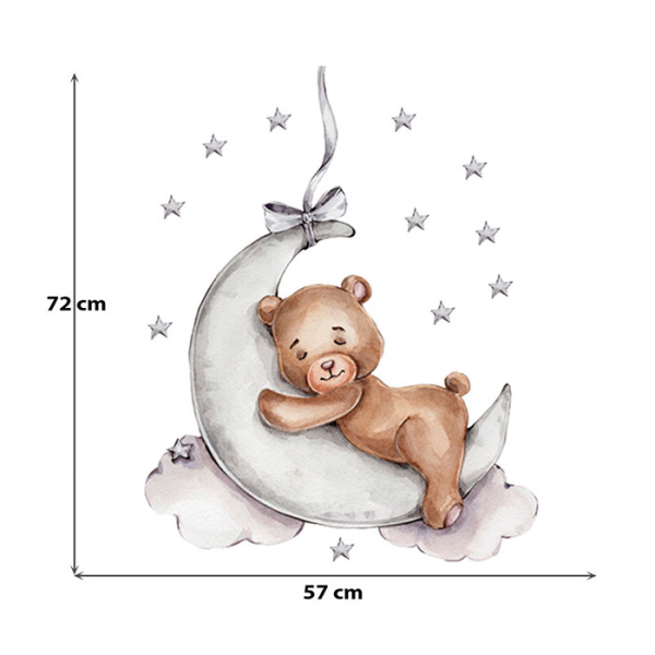 Παιδικά Αυτοκόλλητα Τοίχου Sipo Teddy Bear On The Moon SIP-WS63026