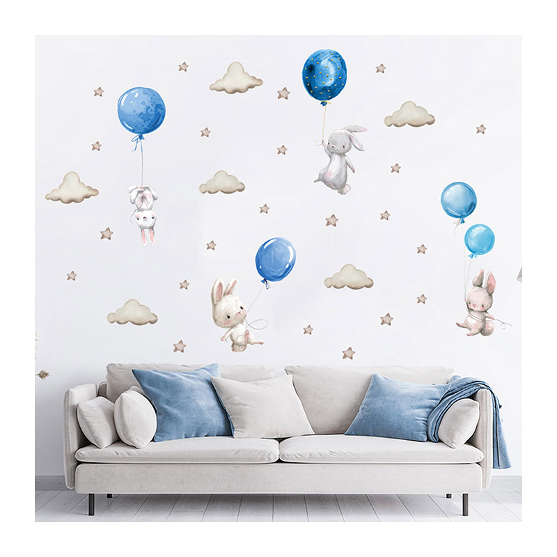 Παιδικά Αυτοκόλλητα Τοίχου Sipo Bunny Balloons Blue SIP-WS63027