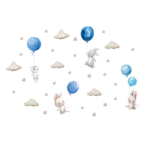 Παιδικά Αυτοκόλλητα Τοίχου Sipo Bunny Balloons Blue SIP-WS63027