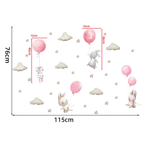 Παιδικά Αυτοκόλλητα Τοίχου Sipo Bunny Balloons Pink SIP-WS63028