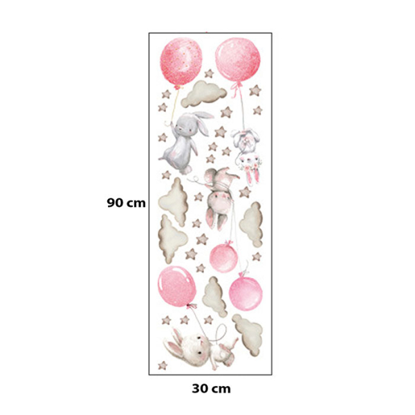 Παιδικά Αυτοκόλλητα Τοίχου Sipo Bunny Balloons Pink SIP-WS63028