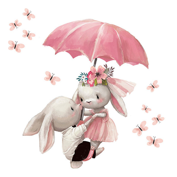 Παιδικά Αυτοκόλλητα Τοίχου Sipo Bunnies With Umbrella SIP-WS63033