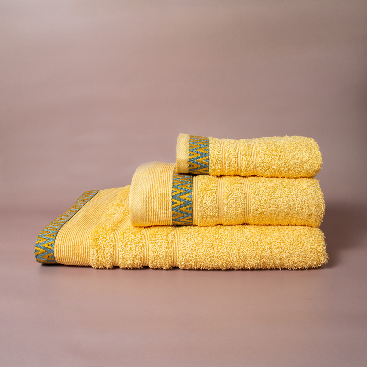 Πετσέτες Μπάνιου (Σετ 3τμχ) White Fabric Muta Yellow