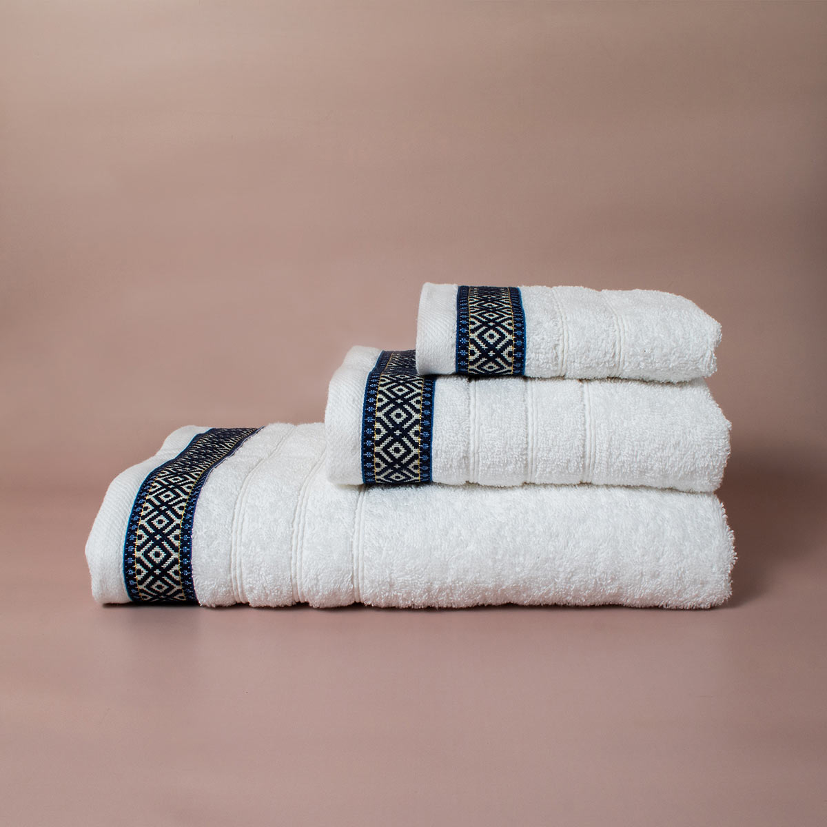 Πετσέτες Μπάνιου (Σετ 3τμχ) White Fabric Sinna White