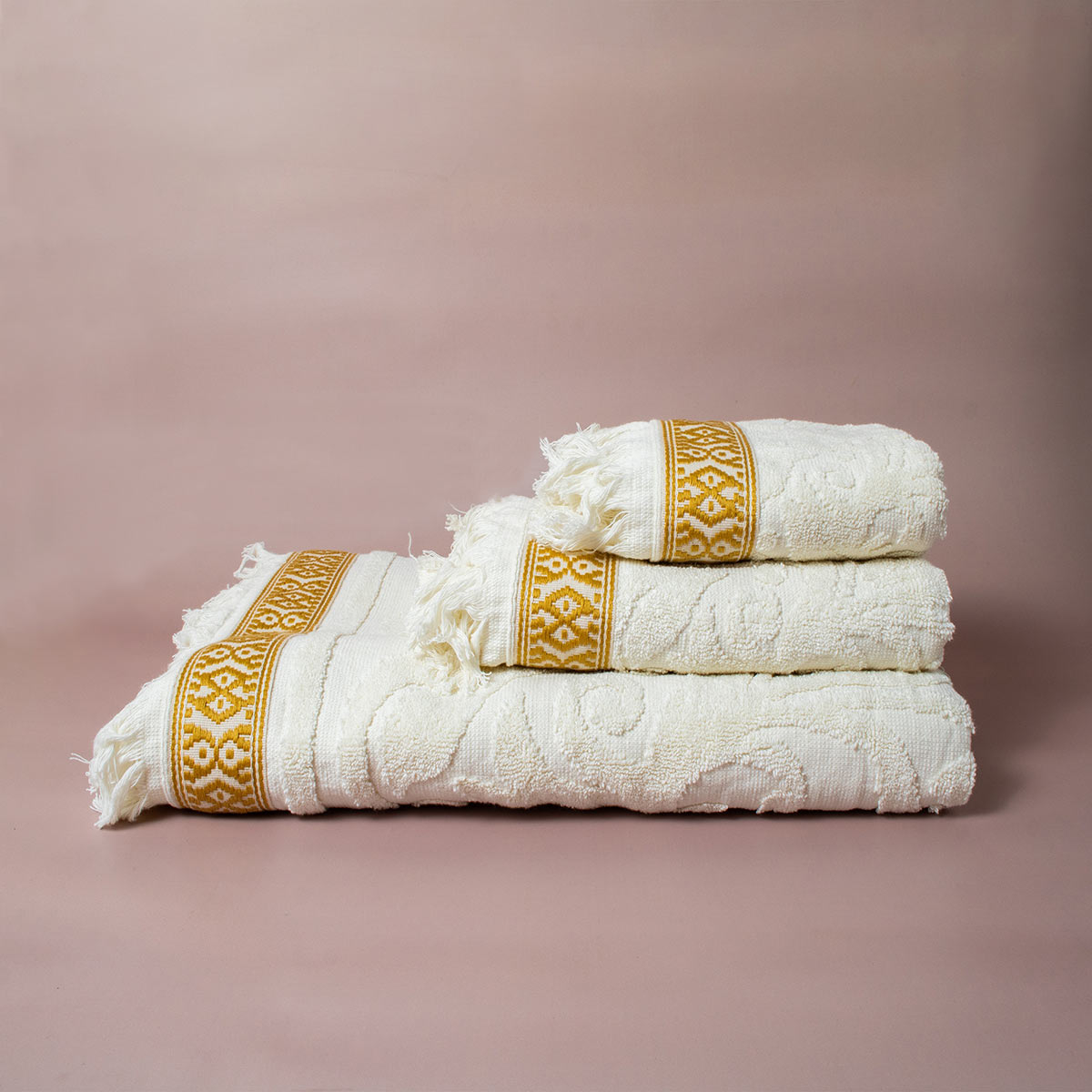 Πετσέτες Μπάνιου (Σετ 3τμχ) White Fabric Mae Natural – White