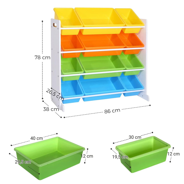 Παιδικό Έπιπλο Αποθήκευσης Με 12 Κουτιά (86x38x78) Songmics GKR04W