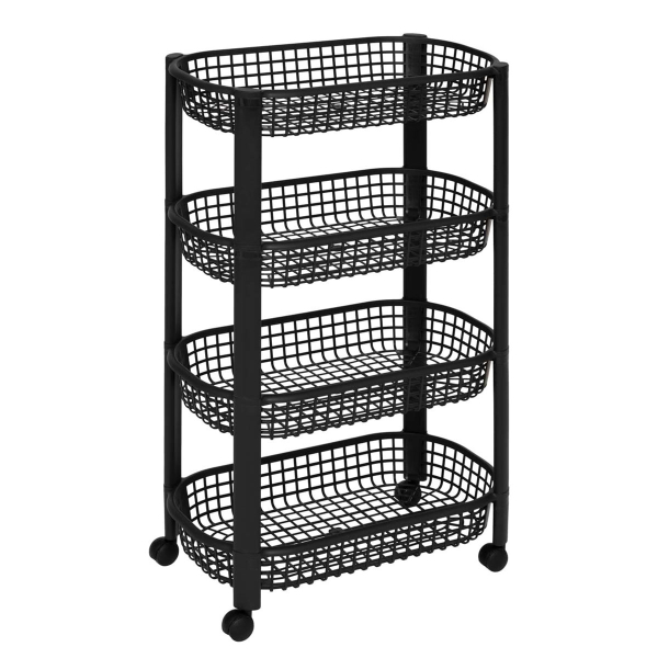 Τρόλεϊ/Ραφιέρα 4 Θέσεων (46.5x25.5x79) F-V Basket Trolley Black 189990A