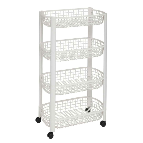 Τρόλεϊ/Ραφιέρα 4 Θέσεων (46.5x25.5x79) F-V Basket Trolley White 189990B