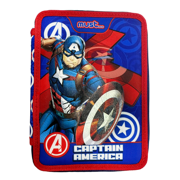 Κασετίνα Διπλή Γεμάτη (21x15x5) Must Captain America 506237