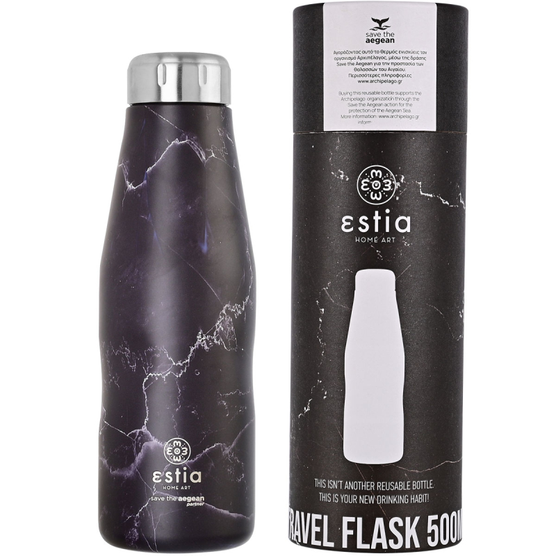 Μπουκάλι Θερμός 500ml Estia Save The Aegean Pentelica Black 01-16609