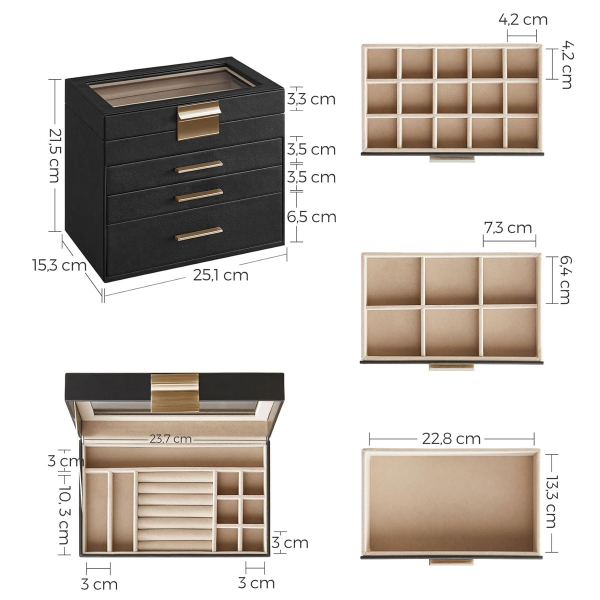 Μπιζουτιέρα Κουτί Με Συρτάρια (25.1x15.3x21.5) Songmics JBC161B02