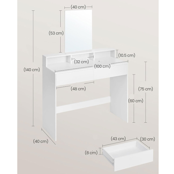 Μπουντουάρ Με Καθρέφτη (100x40x140) Vasagle RDT163W01